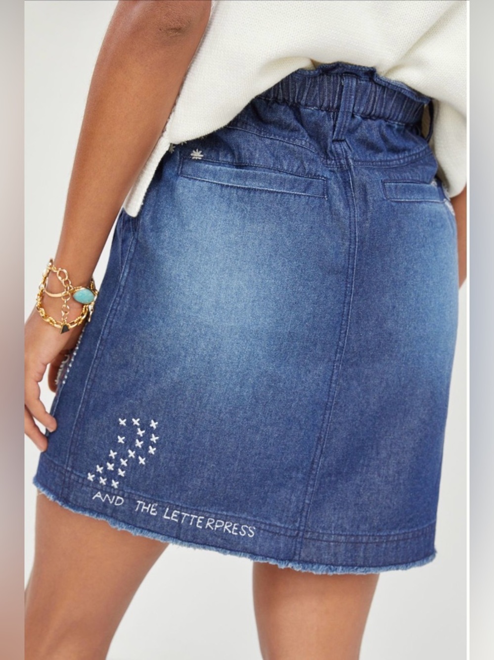 ANTHROPOLOGIE PILCRO Patchwork Denim Mini Skirt M - Picture 3 of 16